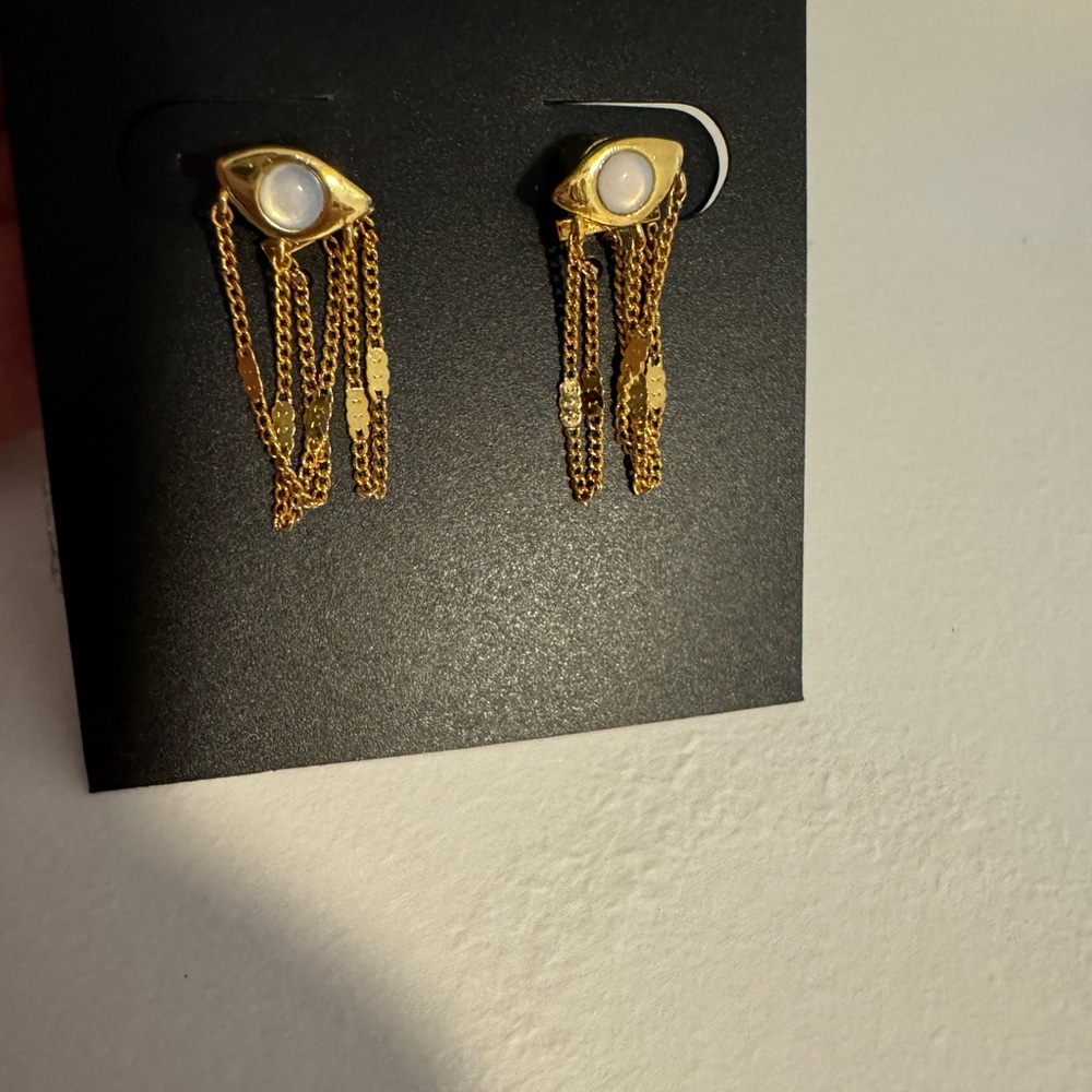 High polish gold drape earrings
